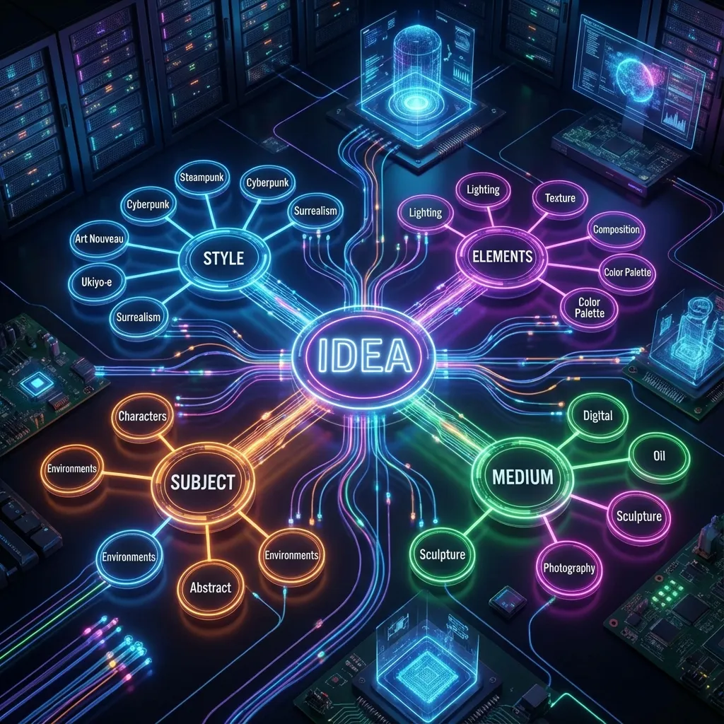 Creative Engine Mind Map and Generation Result Showcase